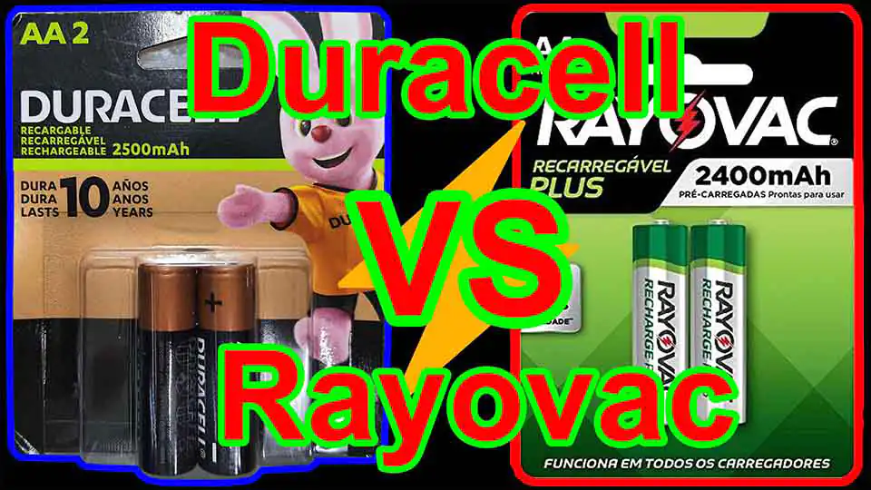 Pilhas recarregáveis Duracell 2500 mAh VS pilhas recarregáveis Rayovac Plus 2400 mAh