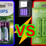 Pilhas recarregáveis Philips 2500 mAh VS Pilhas recarregáveis GP ReCyko 2600 mAh