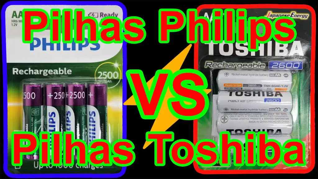 Pilhas recarregáveis Philips 2500 mAh vs Pilhas recarregáveis Toshiba 2600 mAh