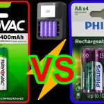 Pilhas Recarregáveis Philips de 2500 mAh VS Pilhas Rayovac Recarregáveis Plus de 2400 mAh