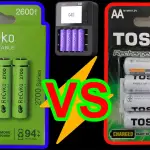 Pilhas recarregáveis GP ReCyko 2600 mAh VS Pilhas recarregáveis Toshiba 2600 mAh
