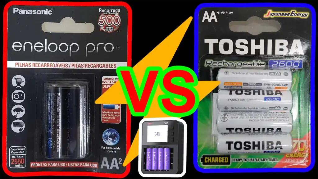 Pilhas Panasonic Eneloop Pro 2550 mAh vs Toshiba 2600 mAh