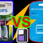 Pilhas recarregáveis Philips 2500 mAh Vs pilhas recarregáveis Multilaser 2500 mAh