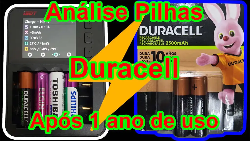 Análise pilha recarregável Duracell depois de 1 ano de uso