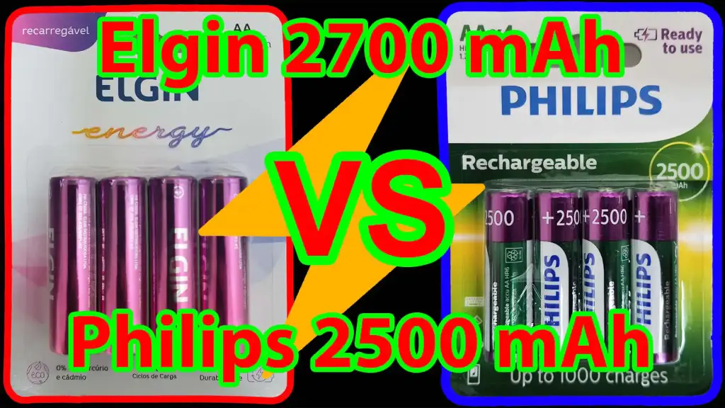 Pilhas recarregáveis Elgin 2700 mAh VS Pilhas recarregáveis Philips 2500 mAh