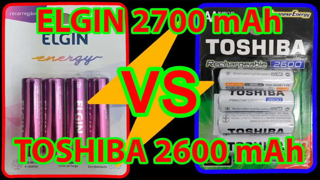 Pilhas recarregáveis Elgin 2700 mAh vs Pilhas recarregáveis Toshiba 2600 mAh