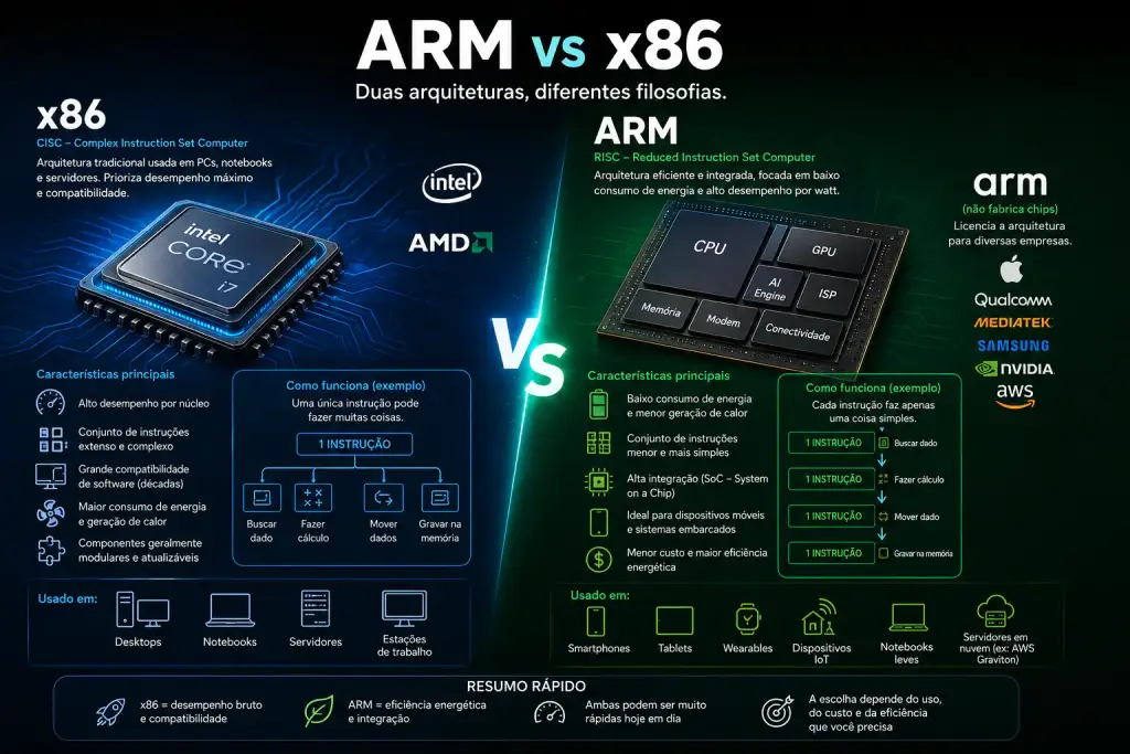 ARM vs x86: qual é a diferença e por que isso importa?