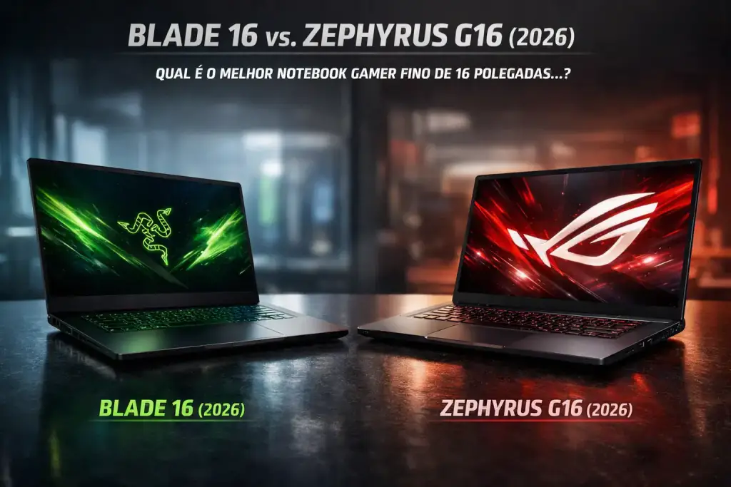 Blade 16 vs. Zephyrus G16 (2026) – Qual é o MELHOR notebook gamer fino de 16 polegadas
