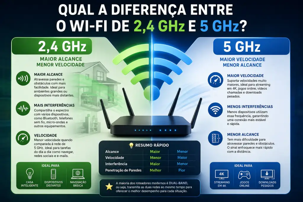 Qual a diferença entre o WiFi de 2,4 e 5 GHz?